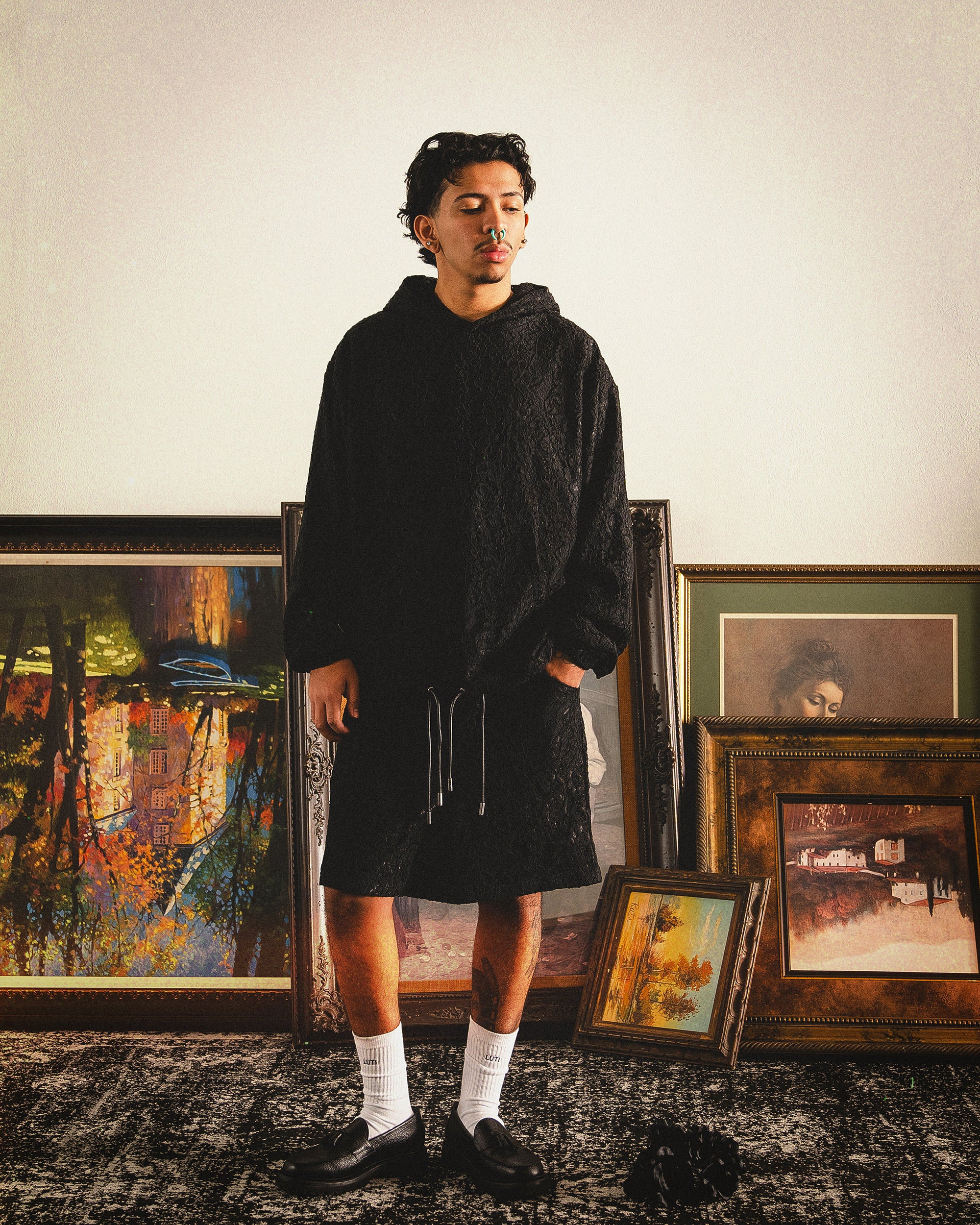 【LUTI/ルーティー】LOVERS KNITTED HOODED SWEATER フードセーター / BLACK Lovers Lace Hoodie – Lovers Under The Influence