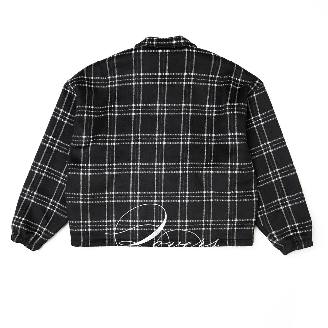 INNUENDO PLAID COACH JACKET - BLACK