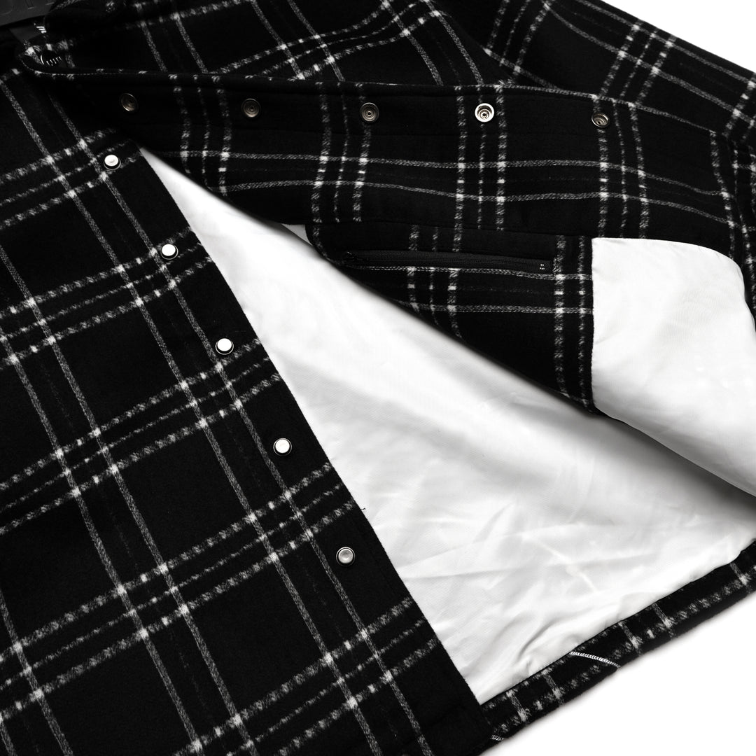 INNUENDO PLAID COACH JACKET - BLACK