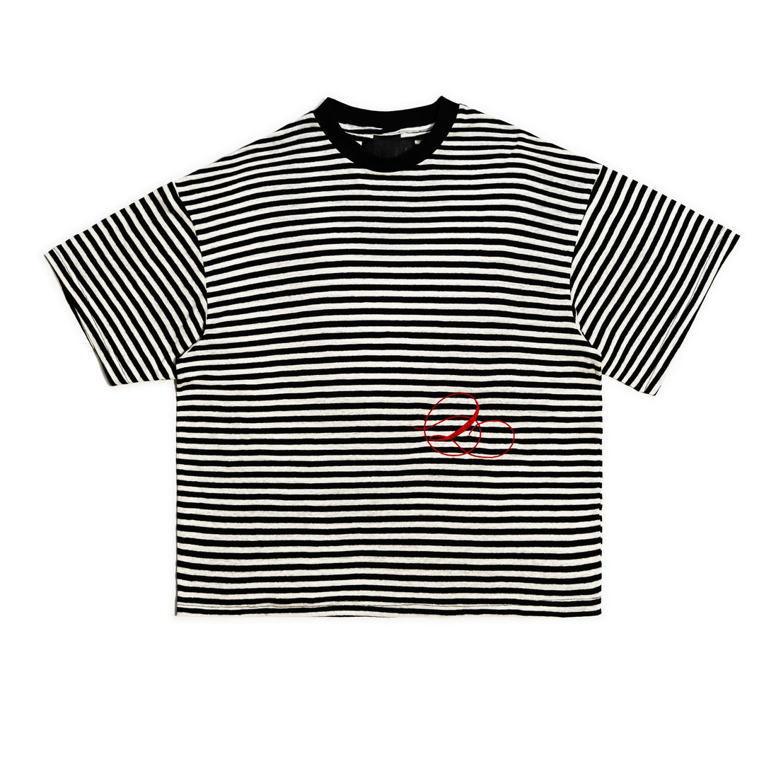 INNUENDO STRIPED S/S KNIT - BLACK