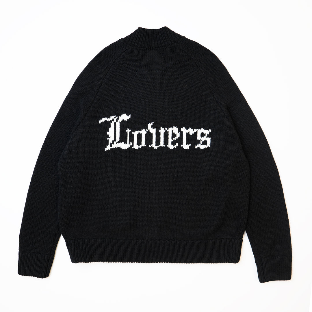 LOVERS KNITTED BOMBER JACKET - BLACK