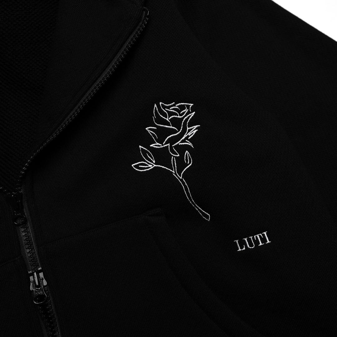 ROSA DUAL ZIP HOODIE - BLACK