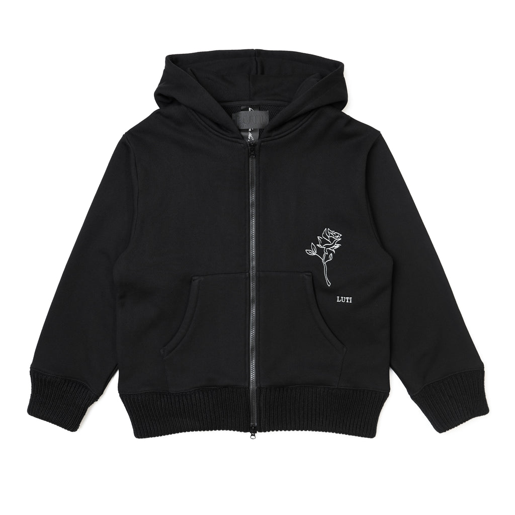 ROSA DUAL ZIP HOODIE - BLACK – Lovers Under The Influence