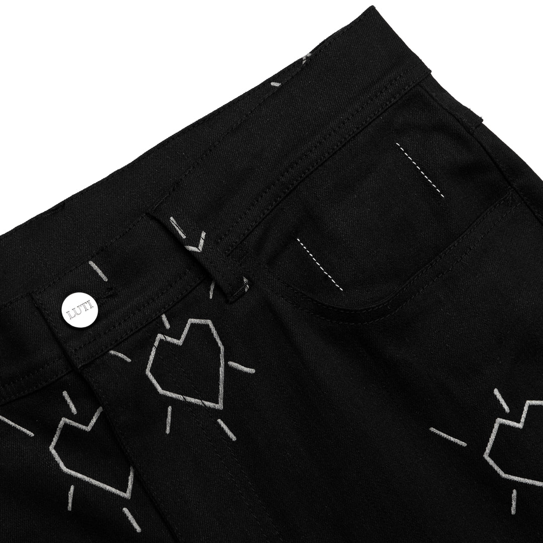 SANTO CORAZON SLIM TROUSERS - BLACK